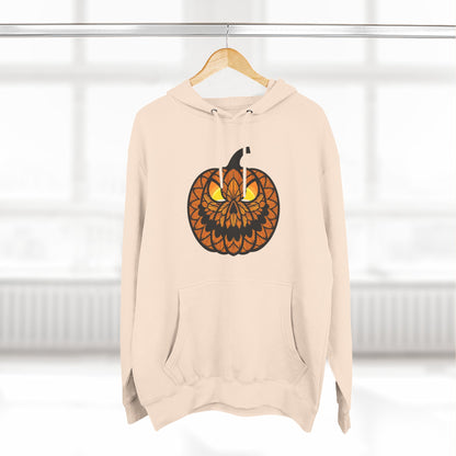 Pumpkin Mandala Hoodie — Halloween Jack-O'-Lantern Fleece Pullover