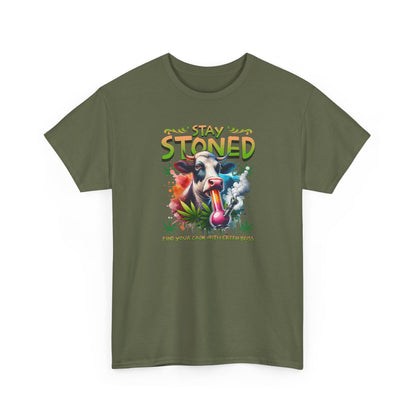 Stay Stoned Cow T-Shirt – Funny Cannabis Graphic Tee