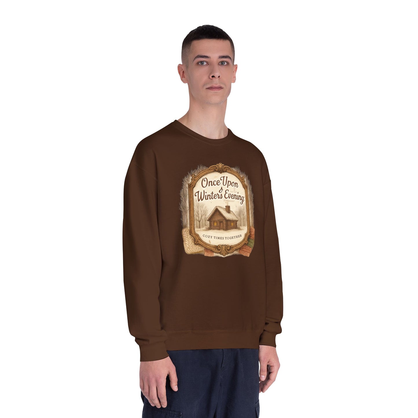 Once Upon a Winter's Cabin, Evening Sweatshirt — Cozy Vintage Holiday Crewneck