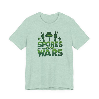 Spores Not Wars - Eco-Friendly Statement Shirt, Casual Wear, Gift for Nature Lovers, Unique Graphic Tee, Sustainable Fashion - Psychonaut Swag