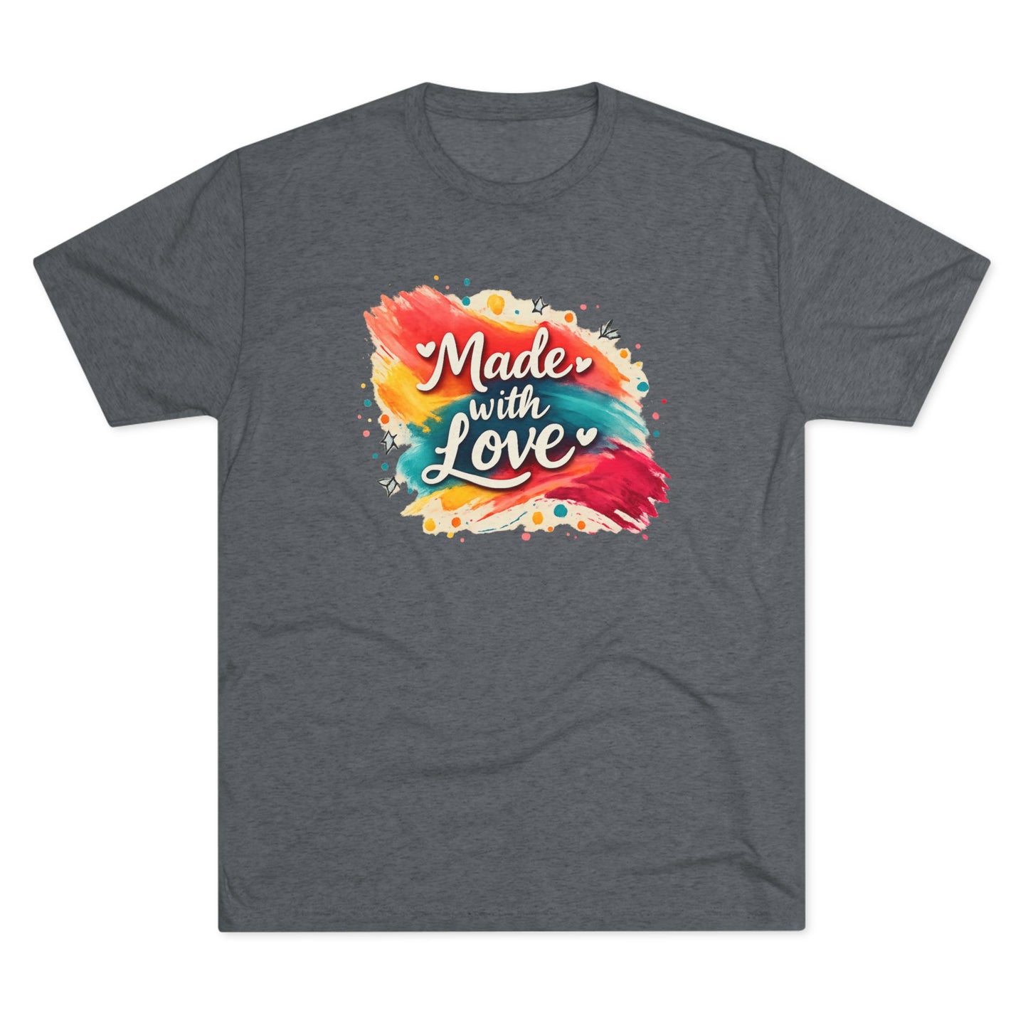 T-Shirt — "Made with Love" Colorful Brushstroke Graphic