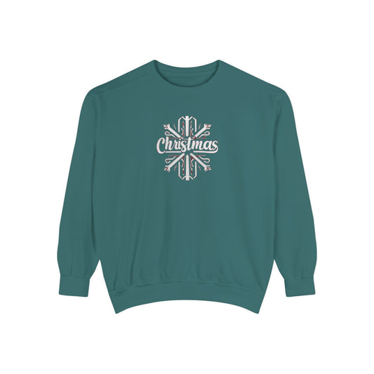 Christmas Snowflake, Unisex Garment-Dyed Sweatshirt