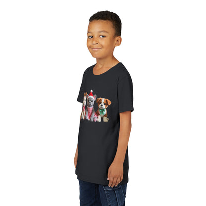 Kids Christmas Puppy Tee — Cute Festive Dogs in Santa Hats