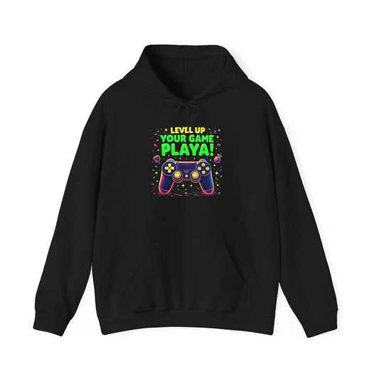 Gamer Hoodie - "Level Up Your Game Playa" Retro Controller Graphic