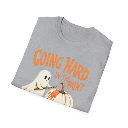 Halloween Ghost painting, T-Shirt, Fun Halloween Shirt, Unisex Softstyle Tee, Autumn Apparel, Pumpkin Design Tee