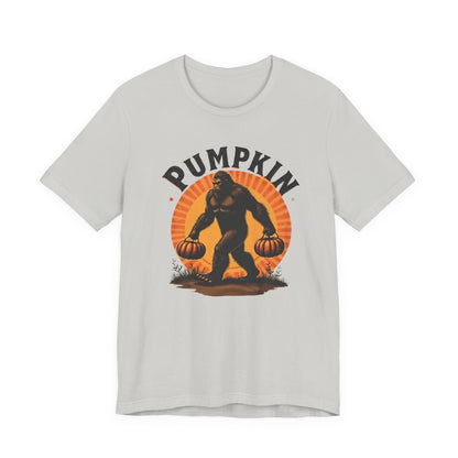 Pumpkin Bigfoot T-Shirt – Unisex Harvest Tee for Fall, Halloween, Autumn Celebrations, Gift for Nature Lovers, Casual Wear