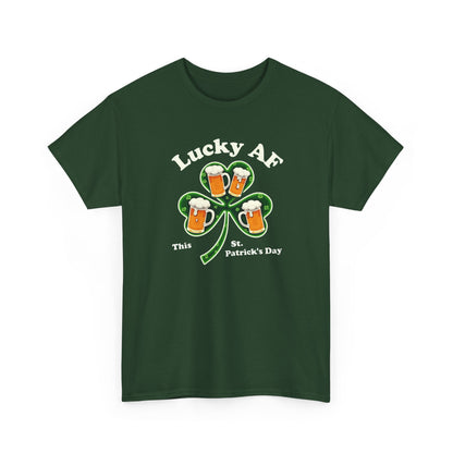 Lucky AF St. Patrick's Day Tee — Shamrock Beer Graphic T-Shirt