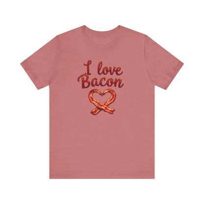 I Love Bacon Unisex Tee - Perfect for Food Lovers, Casual Outings, Gift for Bacon Fans, Foodie T-Shirt, Fun Cooking Tee - Psychonaut Swag
