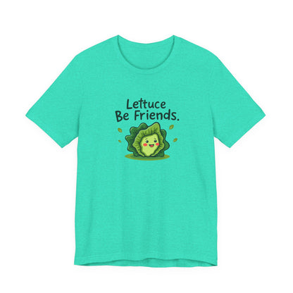 Lettuce Be Friends, Unisex Tee, Casual Wear, Gift for Vegetarians, Summer T-Shirt, Eco-Friendly Apparel - Psychonaut Swag