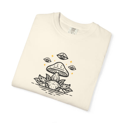 Mushroom Gift from Visitors, Unisex Garment-Dyed T-shirt - Psychonaut Swag
