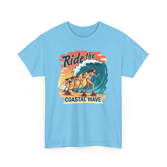 Follow the Wave, Unisex Heavy Cotton Tee - Ride the Wave Vintage Surf Design - Psychonaut Swag