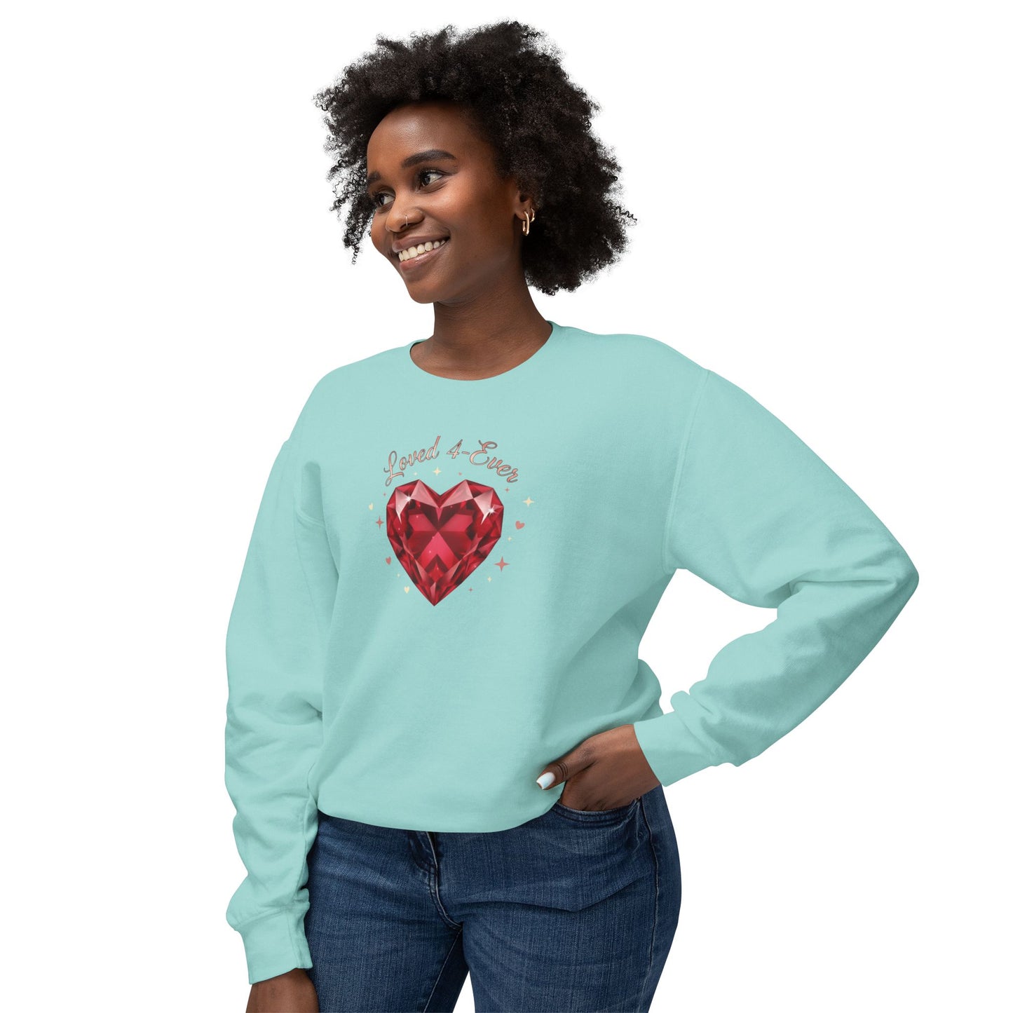Love & Gems Sweatshirt — Red Heart Crystal Graphic Crewneck
