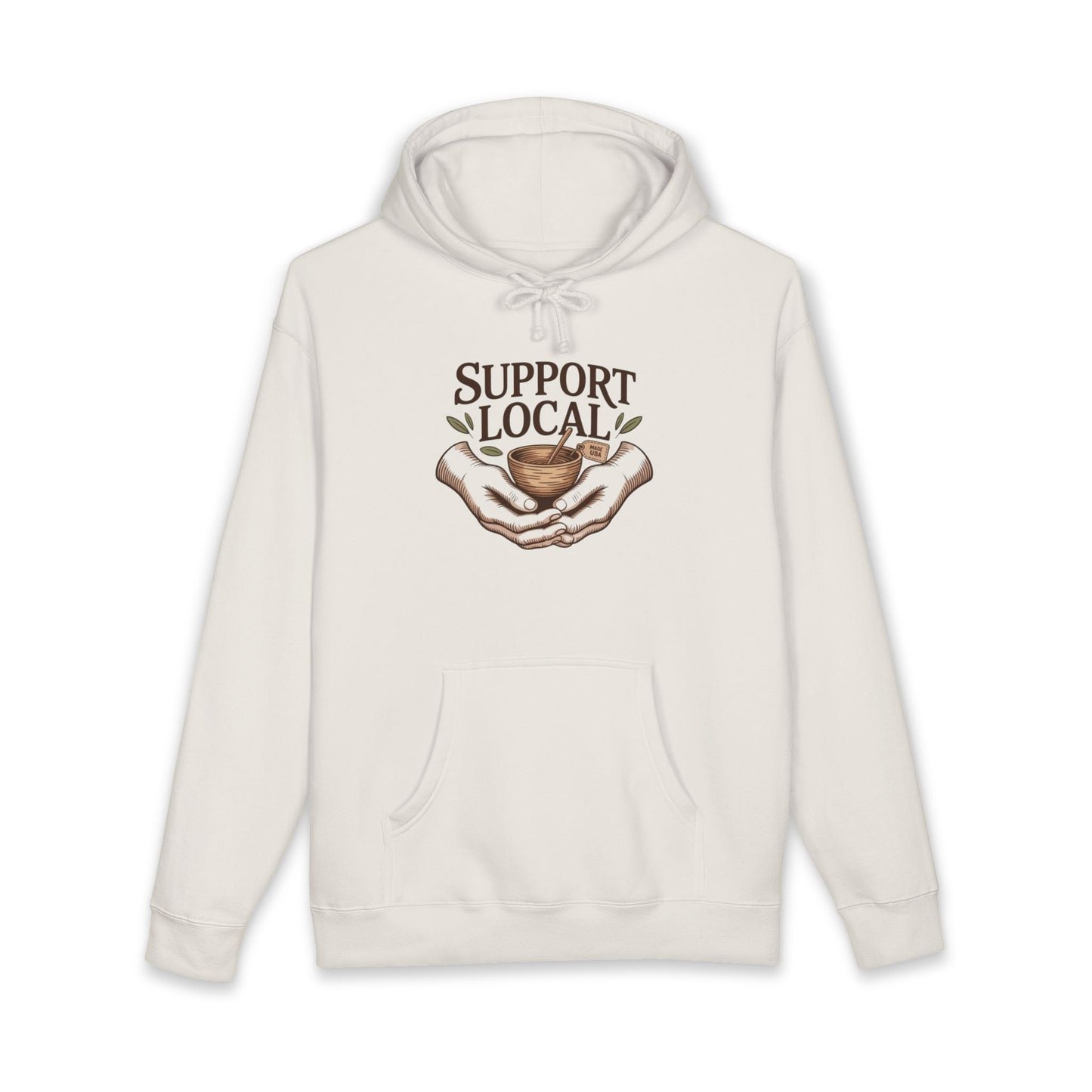 Support Local Hoodie — Vintage Hands & Heart Graphic Hooded Sweatshirt
