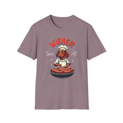 Wiener takes all, Dog Humor T-Shirt, Funny Pet Lover Gift, Cute Dog Tee, Unisex Funny Shirt, Dog Lover's Apparel - Psychonaut Swag