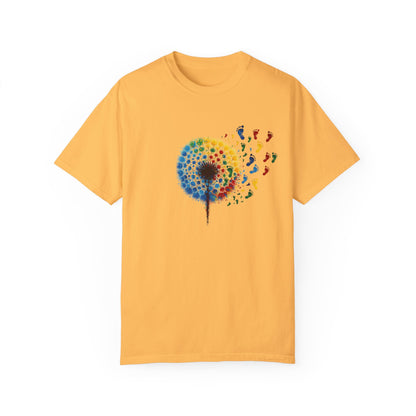 Dandelion baby feet, Unisex Garment-Dyed T-shirt - Psychonaut Swag