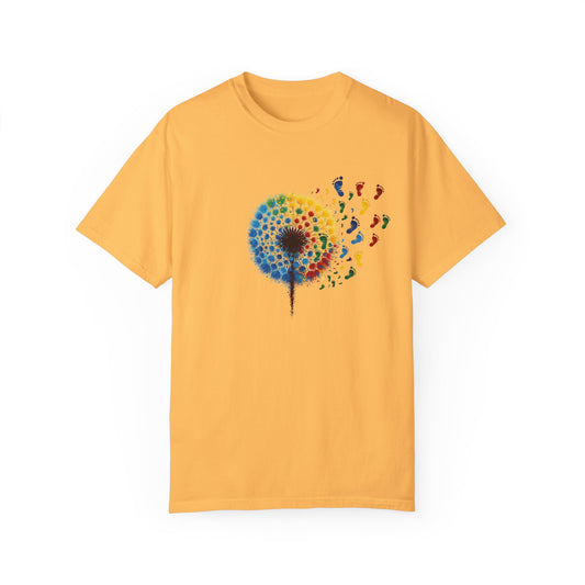 Dandelion baby feet, Unisex Garment-Dyed T-shirt - Psychonaut Swag