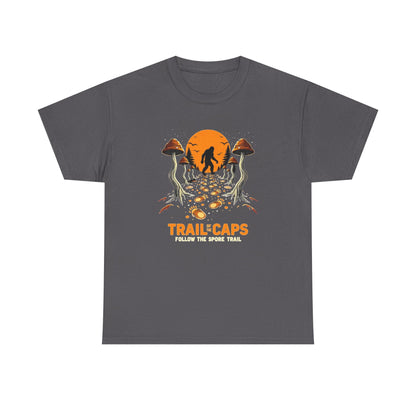 Trailcaps Mushroom Tee — “Follow the Spore Trail” Forest Adventure Shirt