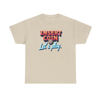 Insert Coin Tee, Let's Play Graphic Shirt, Retro Gamer T-Shirt, Unisex Cotton Tee, Gift for Game Lovers, Casual Wear