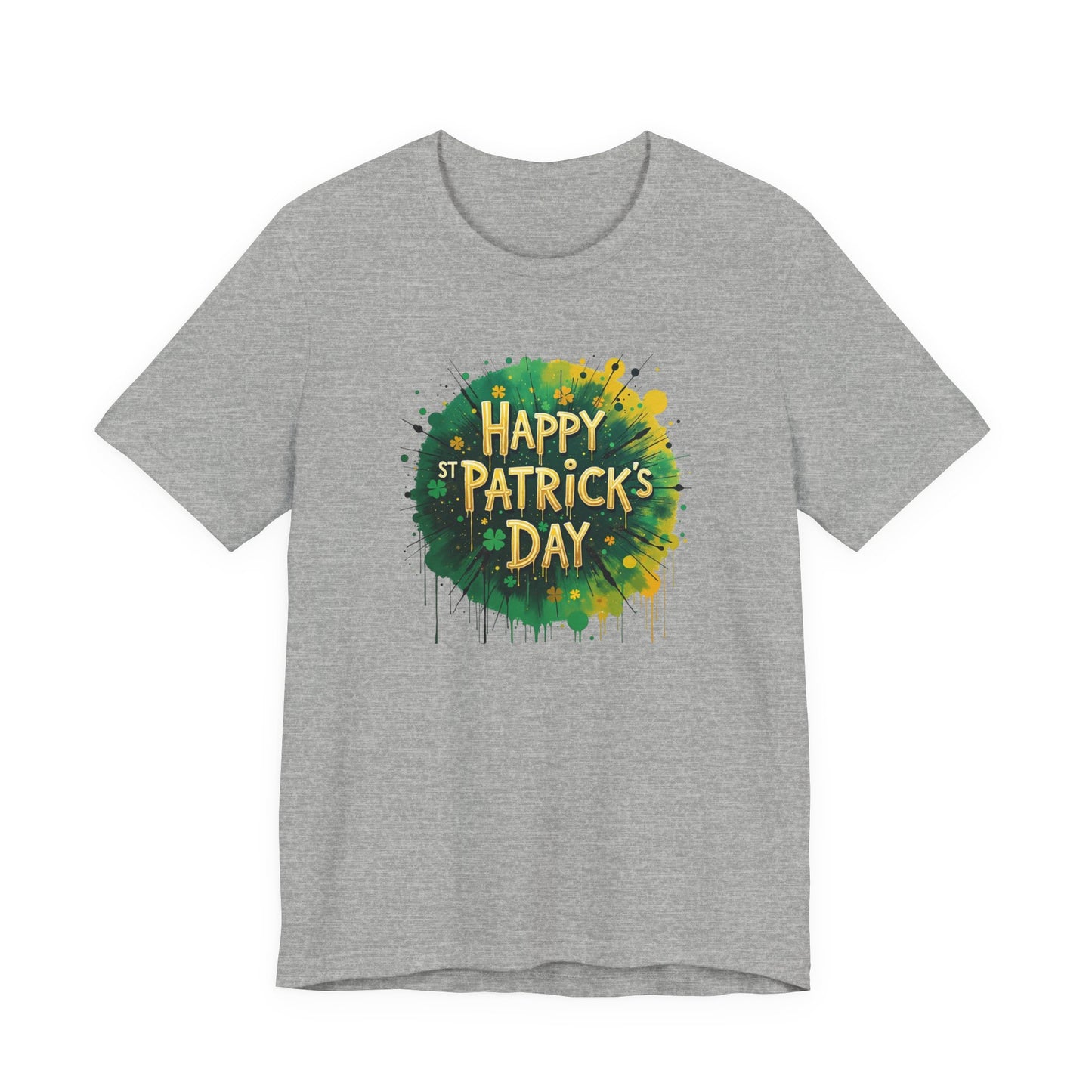 St. Patrick's Day Paint Splash Tee — "Happy St Patrick's Day" Festive Graphic T-Shirt