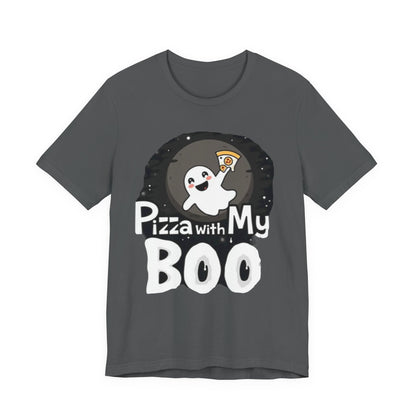Ghost Pizza Boo Tee - Unisex Jersey Short Sleeve T-Shirt, Funny Halloween Shirt, Spooky Costume, Ghost Lover Gift, October Celebration
