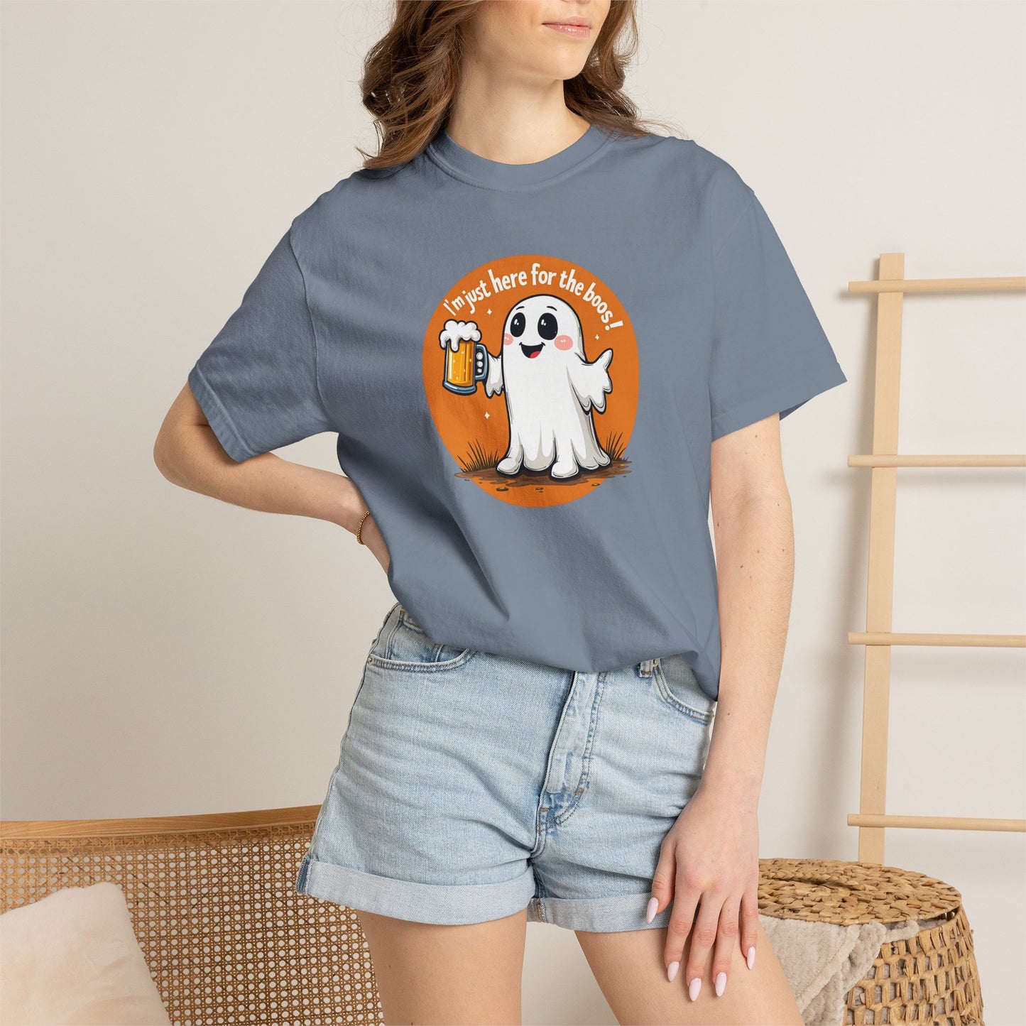 Halloween Ghost Beer T-Shirt — "I’m Just Here for the Boos" Cute Spooky Tee
