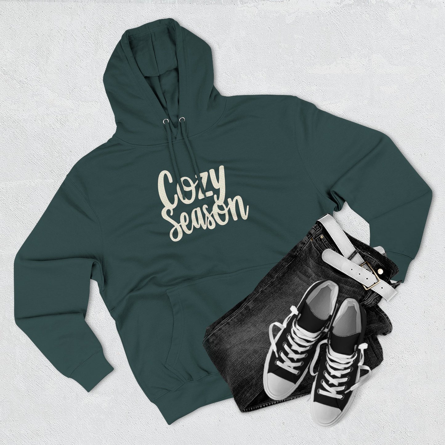 Cozy Season Hoodie — Soft Fleece Pullover with Script Graphic