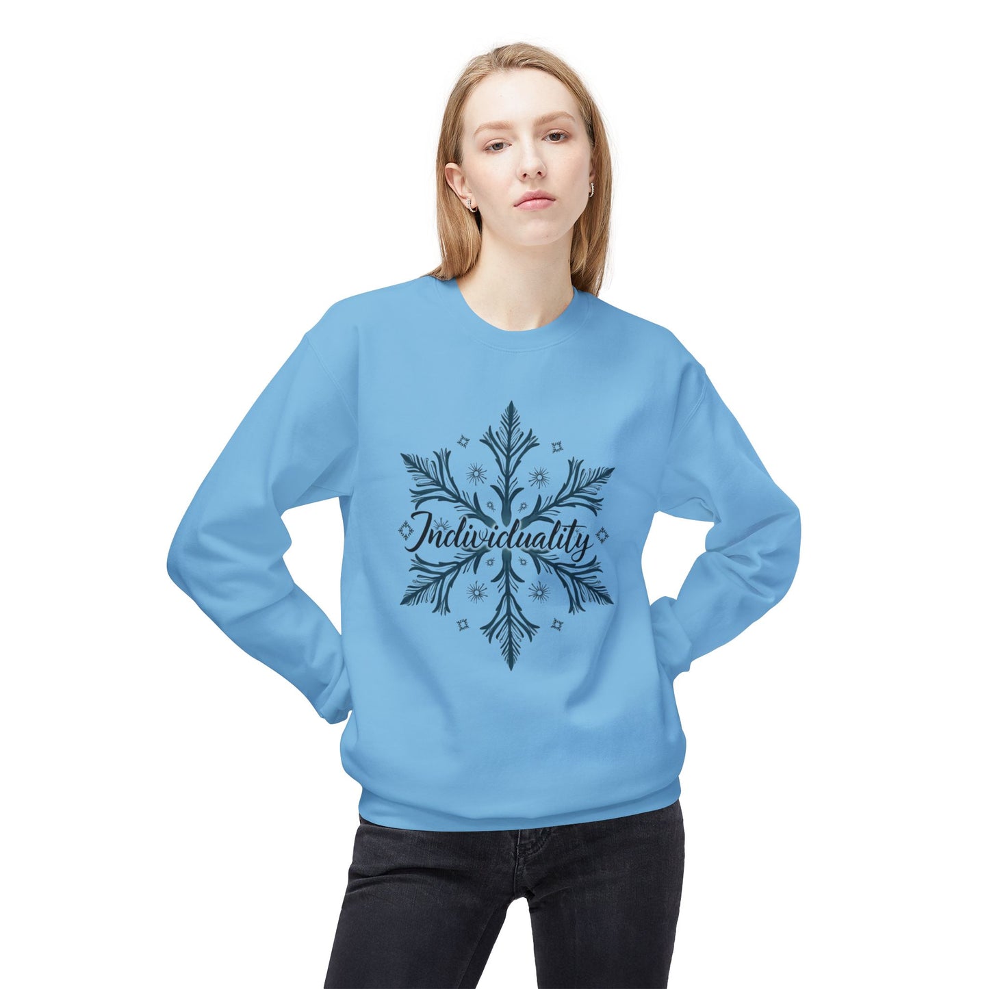 Individuality Crewneck Sweatshirt — Floral Snowflake Graphic
