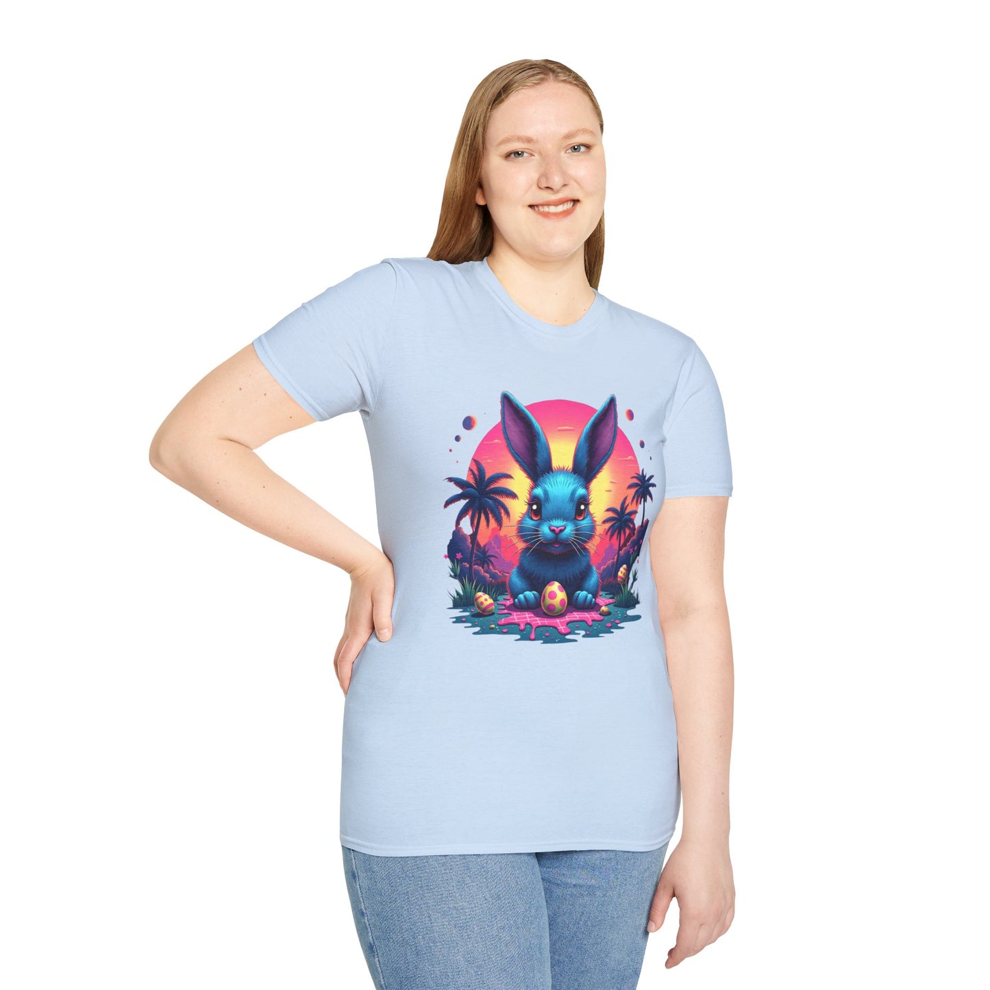 Easter Bunny Neon Sunset, unisex T-Shirt