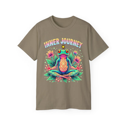 Inner Journey Unisex Ultra Cotton Tee - Vibrant Frog Design for Yoga and Meditation - Psychonaut Swag