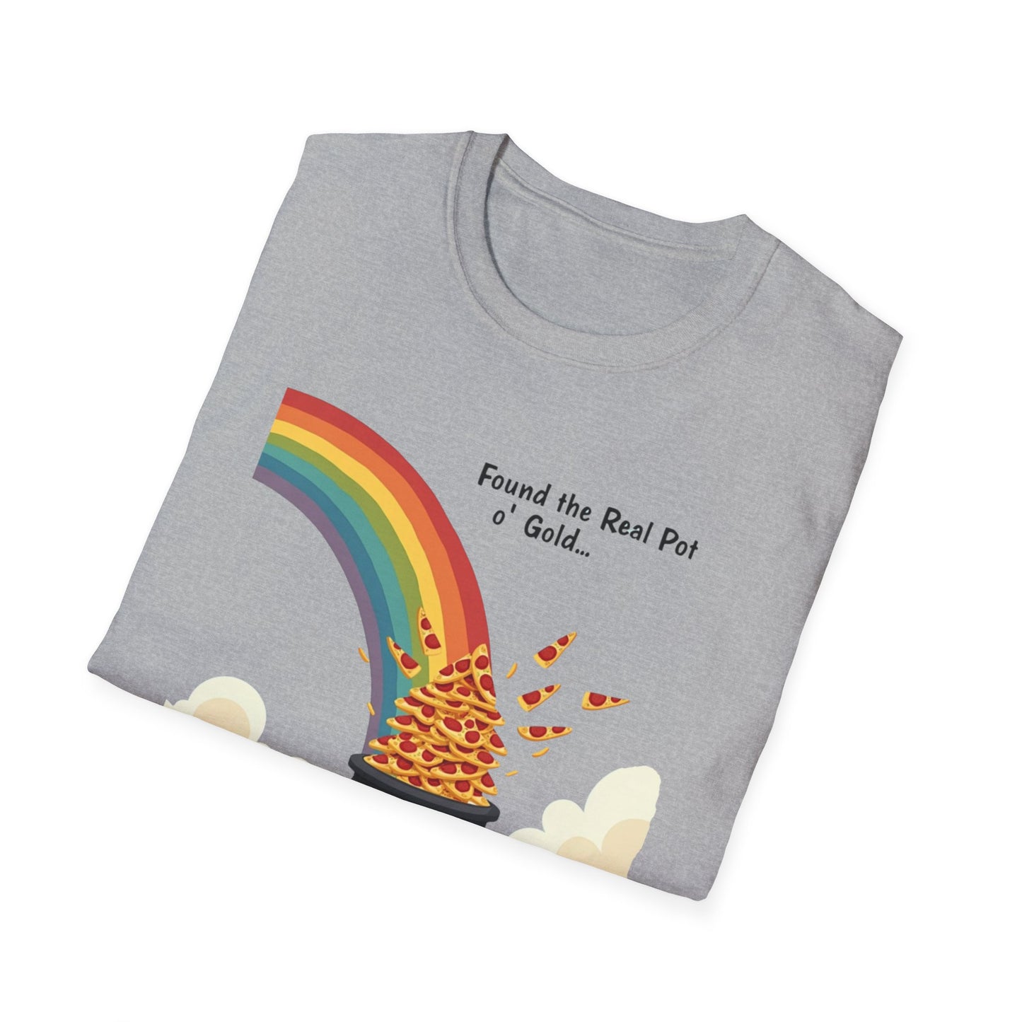T‑Shirt — "Found the Real Pot of Gold" Rainbow & Leprechaun Cat Graphic