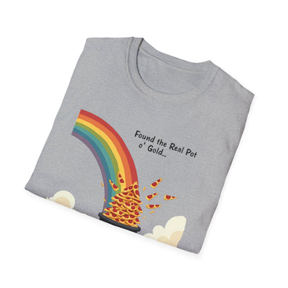 T‑Shirt — "Found the Real Pot of Gold" Rainbow & Leprechaun Cat Graphic