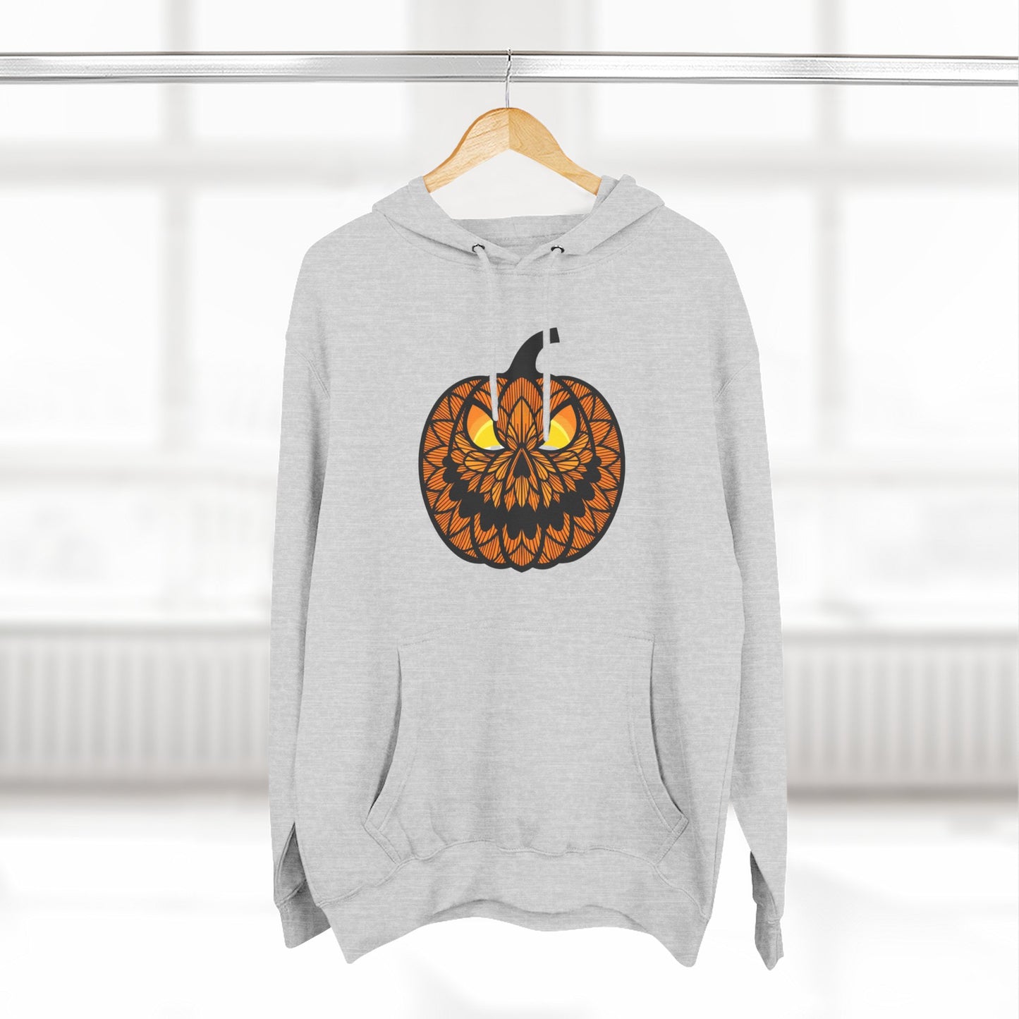 Pumpkin Mandala Hoodie — Halloween Jack-O'-Lantern Fleece Pullover