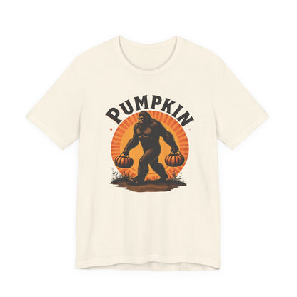Pumpkin Bigfoot T-Shirt – Unisex Harvest Tee for Fall, Halloween, Autumn Celebrations, Gift for Nature Lovers, Casual Wear