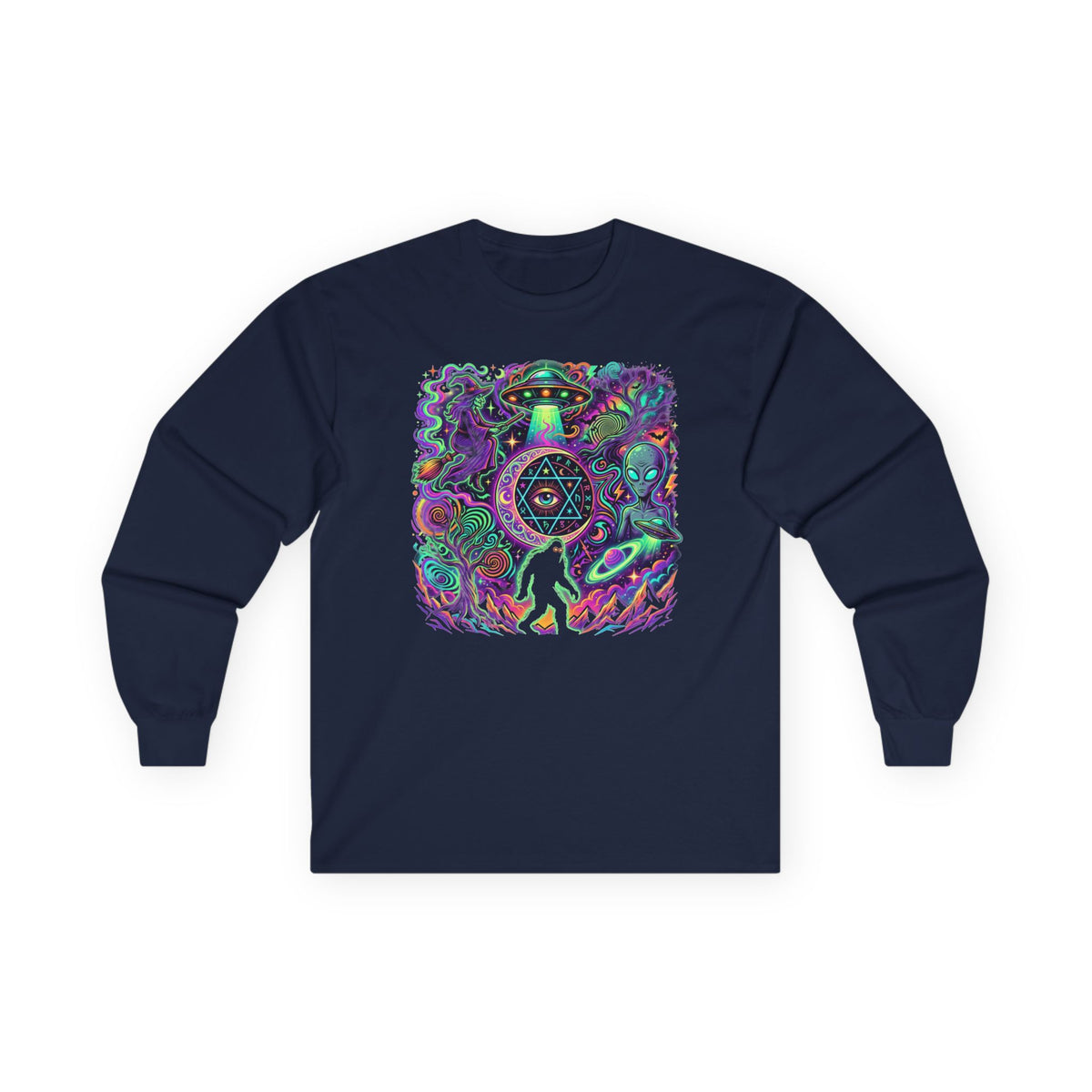 Psychedelic Alien Abduction Halloween Long Sleeve Tee