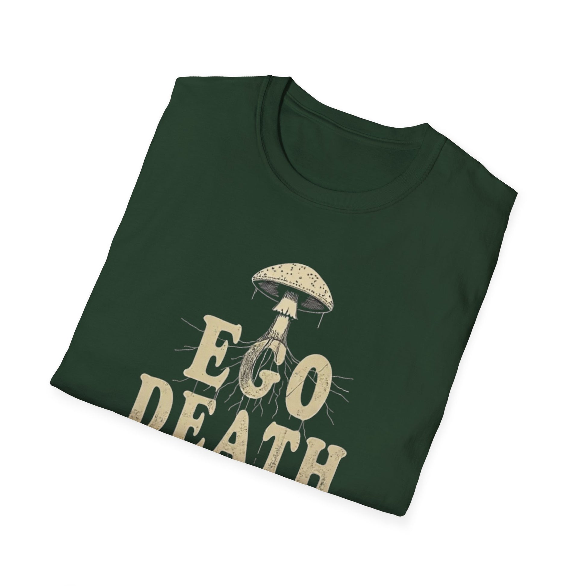 Ego Death Club Mushroom, T-Shirt, Unisex Softstyle Tee, Casual Wear, Gift for Friends, Unique Graphic Shirt - Psychonaut Swag