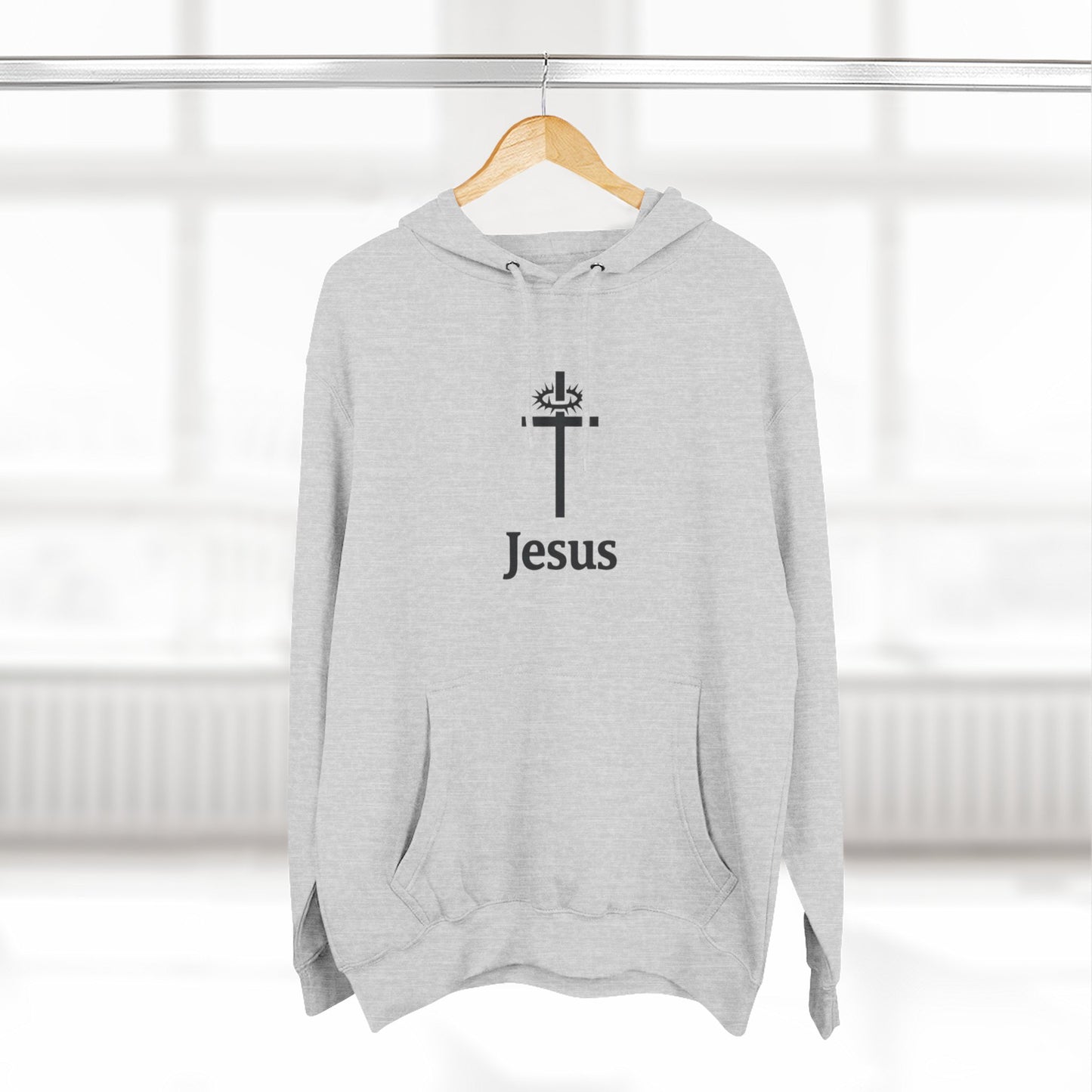 Jesus Cross Minimalist Hoodie — Faith Graphic Fleece Pullover