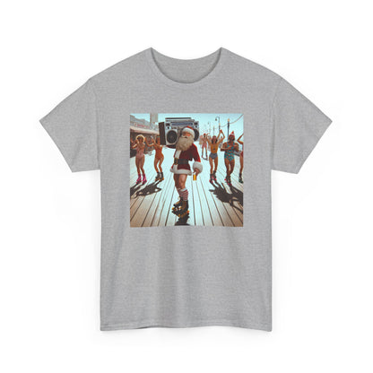 Santa Boombox Retro Christmas Tee — Holiday Dance Party T-Shirt