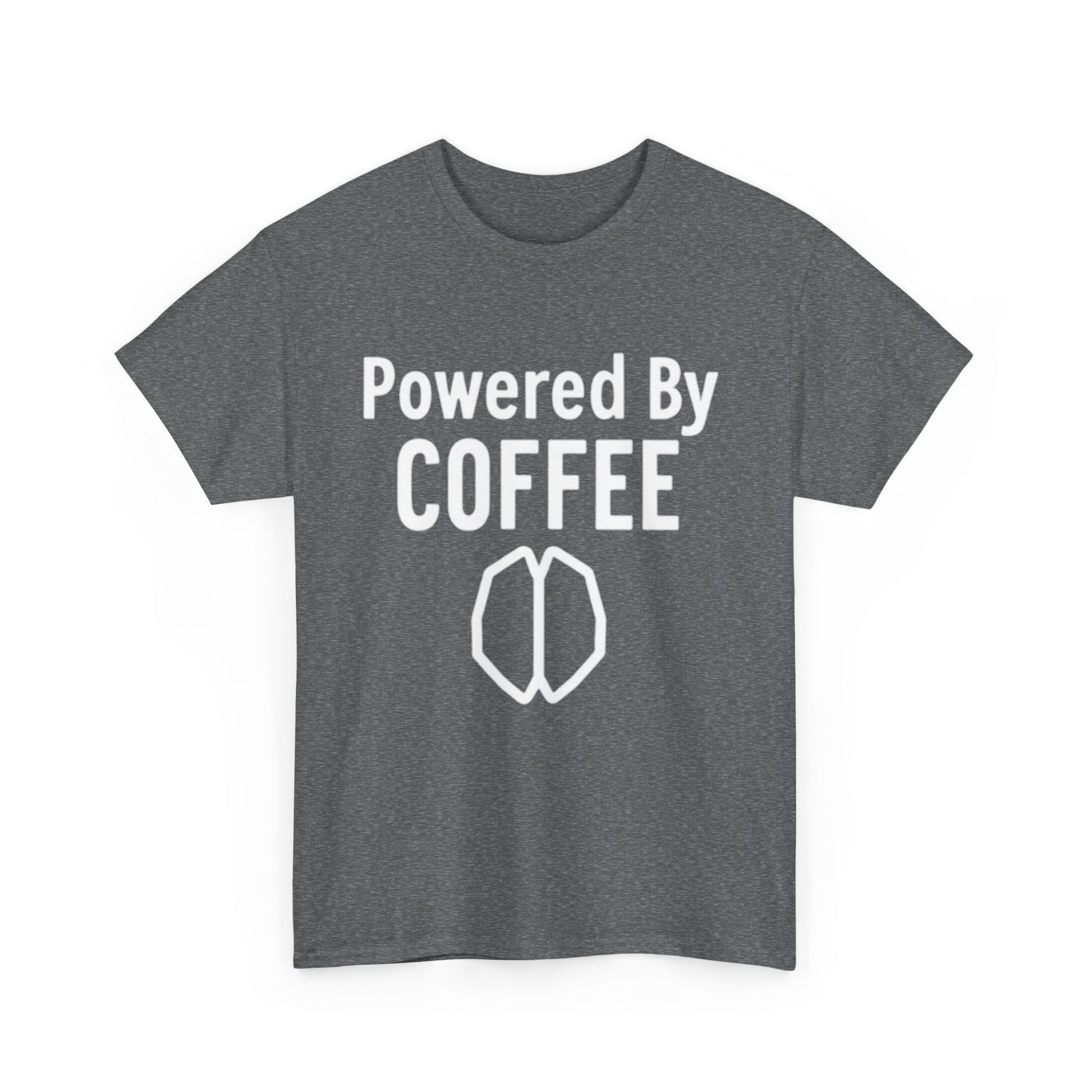 Powered By Coffee Unisex Heavy Cotton Tee, Funny Coffee Lover Shirt, Gift for Barista, Casual Wear, Perfect for Birthdays, Everyday Use - Psychonaut Swag