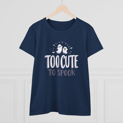 Too Cute to Spook Women's Cotton Tee, Halloween T-Shirt, Ghostly Graphic Tee, Casual Fall Apparel, Fun Halloween Outfit