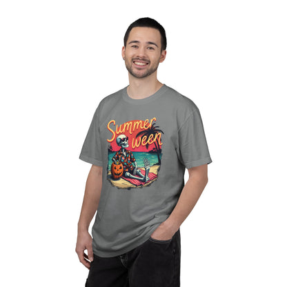 T-Shirt — "Summerween" Beach Skeleton Halloween Graphic Tee