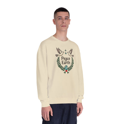 Peace on Earth Crewneck Sweatshirt — Holiday Dove & Laurel Graphic
