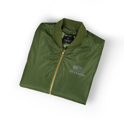 Advanced small biz swag, Stylish Embroidered Recycled Bomber Jacket, Eco-Friendly Fashion, Sustainable Apparel, Casual Outerwear, Gift for Her