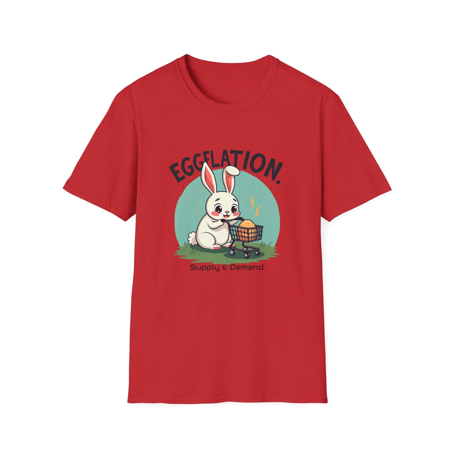 Easter Bunny 'Eggflation' T-Shirt – Cute Bunny with Egg Basket Graphic