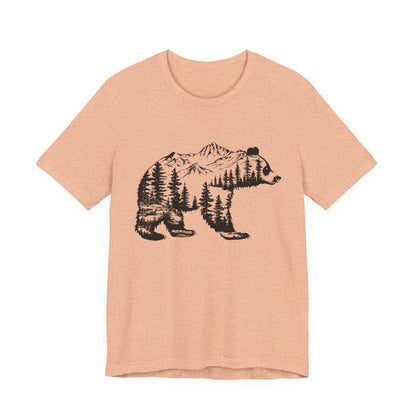 Mountain Bear Graphic Tee — Forest Silhouette Nature T-Shirt