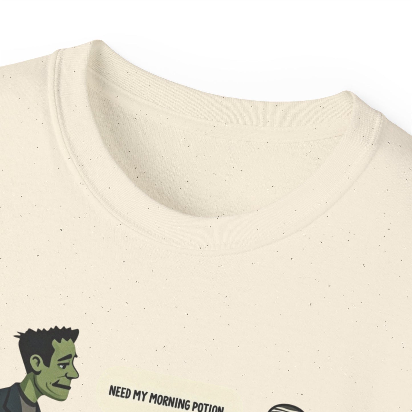 Funny Halloween Tee — Frankenstein & Mummy Coffee Joke Shirt