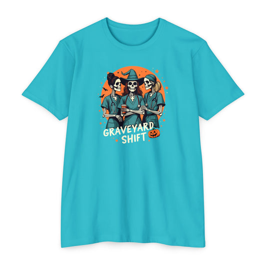 Graveyard Shift — Halloween Nurse Skeleton Crew Tee
