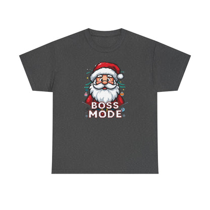 Boss Mode Santa T-Shirt — Funny Christmas Tee with 'Boss Mode' Santa Design