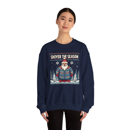 Crewneck Sweatshirt — "Shiver the Season" Santa Winter Graphic