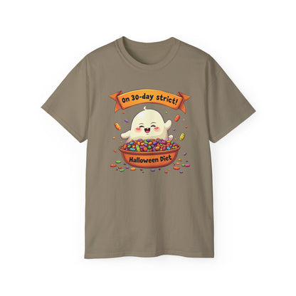 Funny Halloween Diet, Unisex Tee, Cute Ghost Humor Shirt, Gift for Halloween Lovers, Halloween Diet T-Shirt, Spooky Season Apparel