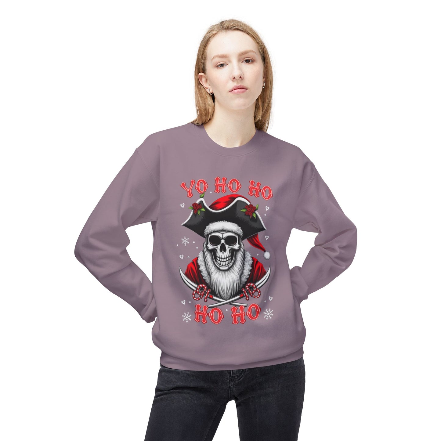 Skeleton Santa, Yo ho ho, Crewneck Sweatshirt — "Yo Ho Ho" Gothic Christmas Pullover